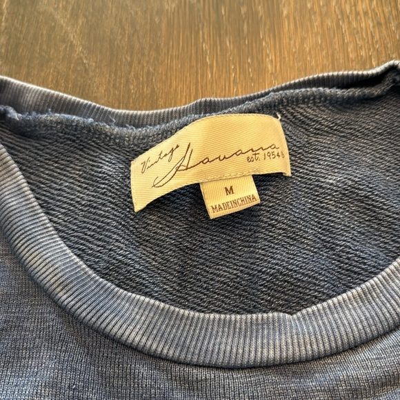 🟣 VINTAGE HAVANA OPEN SHOULDER BLUE SWEATSHIRT SIZE MEDIUM - Picture 3 of 4